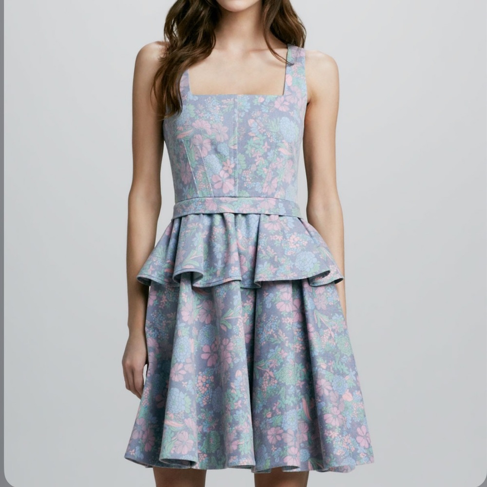 MARC by Marc Jacobs
Drew Printed Denim Peplum Dress